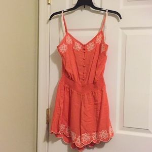 Coral floral romper